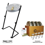 Panyard  Jumbie Jam Steel Drum Educators 4-Pack w/ Metal Z Stands - Silver W1178