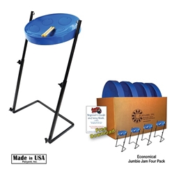 Panyard  Jumbie Jam Steel Drum Educators 4-Pack w/ Metal Z Stands - Blue W1179