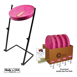 Panyard  Jumbie Jam Steel Drum Educators 4-Pack w/ Metal Z Stands - Pink W1180