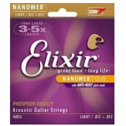 Elixir 16052 Acoustic Phosphor Bronze Strings with NANOWEB Coating