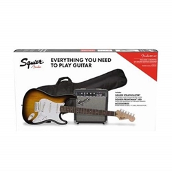 Fender®  Squier Stratocaster Electric Guitar Starter Pack Brown Sunburst w/ Frontman 10G Amp 037-1823-032